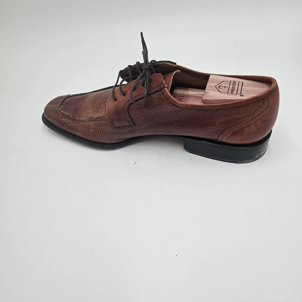 E.T. Wright Men's Brown Perforated Leather Oxford Dress Shoes Size 11B Made...‎